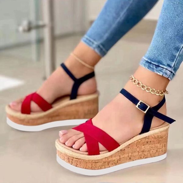 Summer Women's Peep Toe Wedge Sandals by Vanessas - Buckled Strap Gladiator Style Casual Women's Shoes