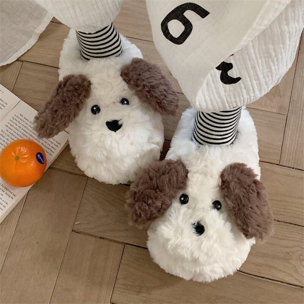 New Women Keep Warm Slipper Woman Cute Dog Cotton Shoes