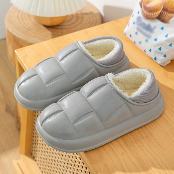 Waterproof Non-Slip Winter Warm Home Slippers for Women and Men - Soft and Comfortable Cotton Indoor Couples Shoes