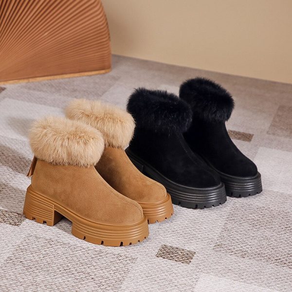 Fashionable Warm Women's Flock Snow Boots - Non-Slip Thick Sole Ankle Boots for Winter Comfort