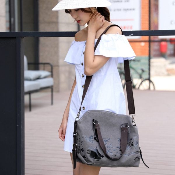 Vanessas's Shoulder Bags Vintage Graffiti Canvas Handbags Famous Designer Female Shoulder Bags