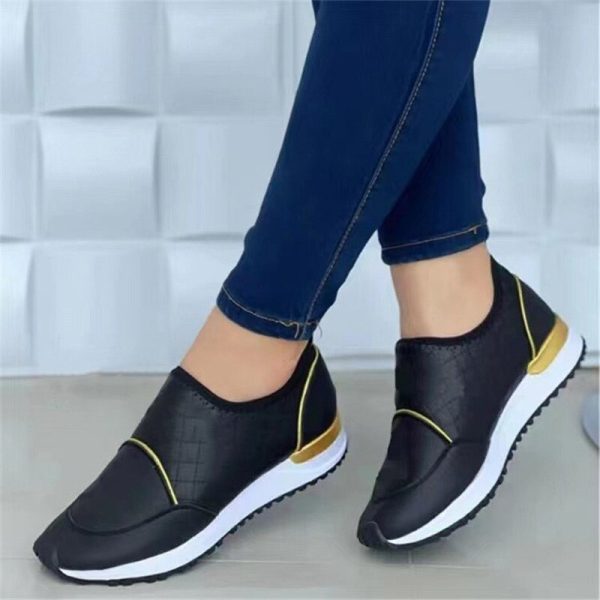 Vanessas Vulcanized PU Non-slip Solid Wedges Ladies Shoes