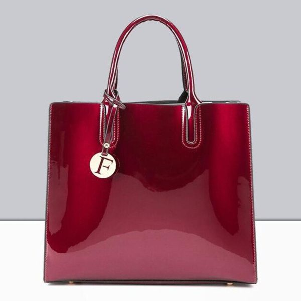 Luxury designer Red Patent Leather Tote Bag Handbags Women Famous Brand Lady's Lacquered Handbag