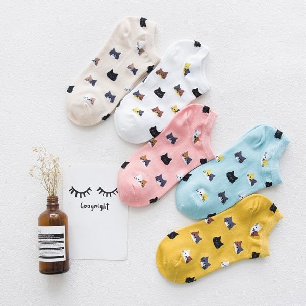 1 Pairs Women's Summer Cotton Siamese Cat Colorful Happy Socks