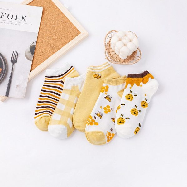 5-Pair-Low-Cut-Women-Socks-Set-Summer-Thin-Yellow-Bee-Cute-Soft-Breathable-Cotton-Socks-1.jpg