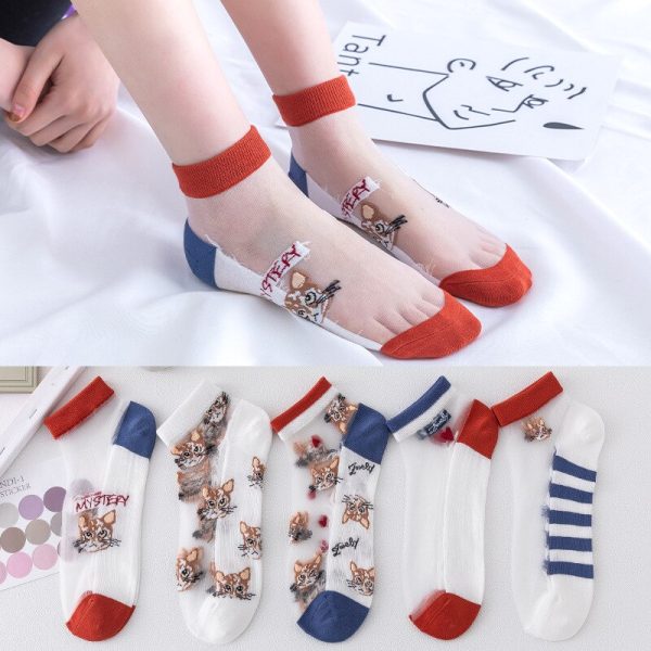 Vanessa's 5 Pairs Cartoon Fruit Kawaii Cotton Silk Women's Socks