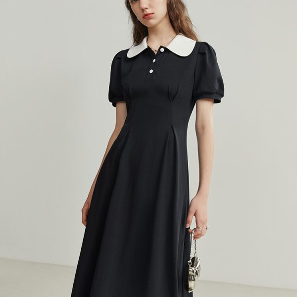 Summer New French Style Women's Dress Peter Pan Collar