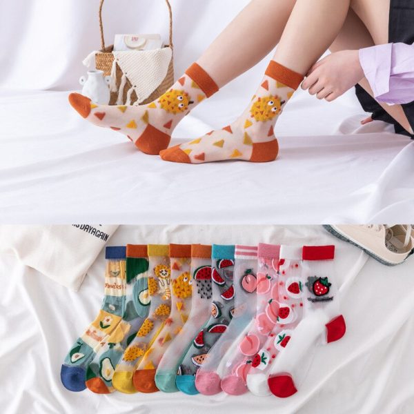 Japanese Korea Style Casual Creative Transparent Crystal Silk Socks