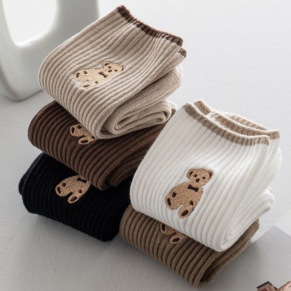 Vanessa's Cute Bear Cartoon Cotton Short Socks