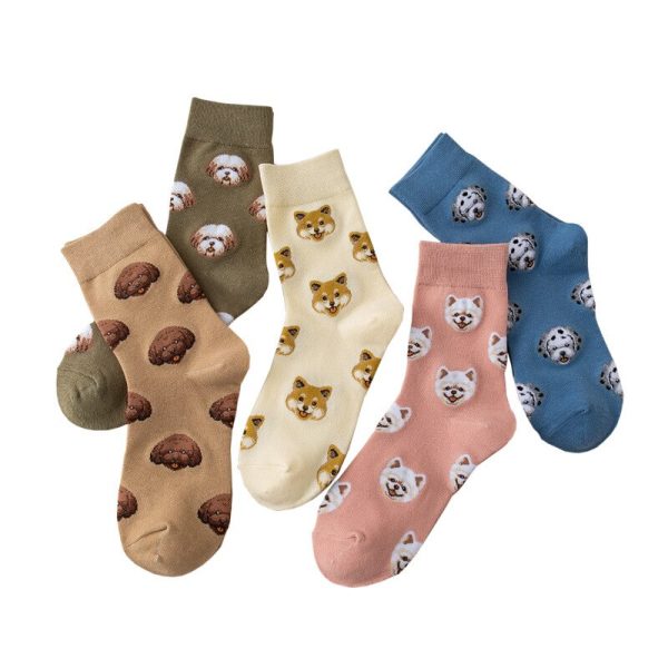 Cute Cartoon Dog Middle Tube Socks, Japanese Creative Female Socks