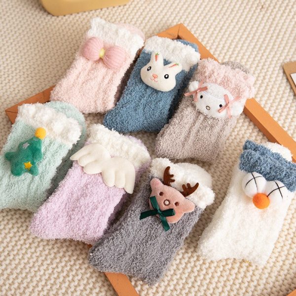 Winter Warm Fluffy Coral Velvet Socks for Women, Soft Elastic Indoor Floor Socks