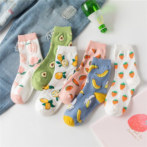 Vanessa's Korean Version Cartoon Fruit Cotton Socks for Women