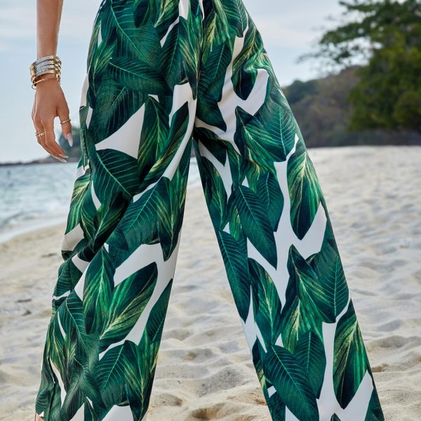 High Waist Print Wide Leg Pants