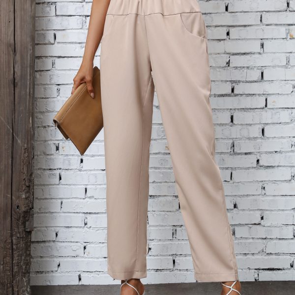 High Waist Solid Color Trousers