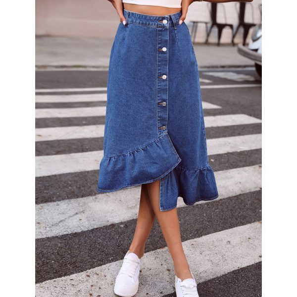 Trendy High Waist Slimming All-Matching Denim Skirt