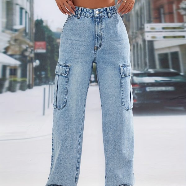 High Waist Straight Leg Denim Trousers