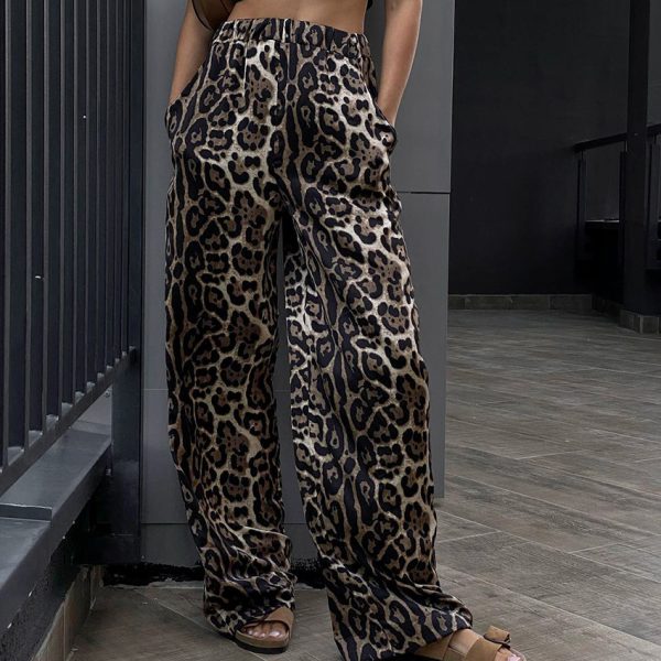 Leopard Print Wide Leg Trousers