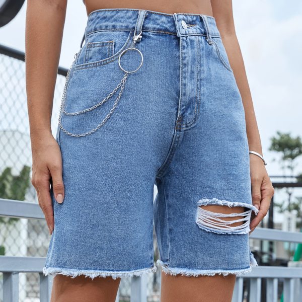 Summer High Waist Slimming Loose Hole Jeans