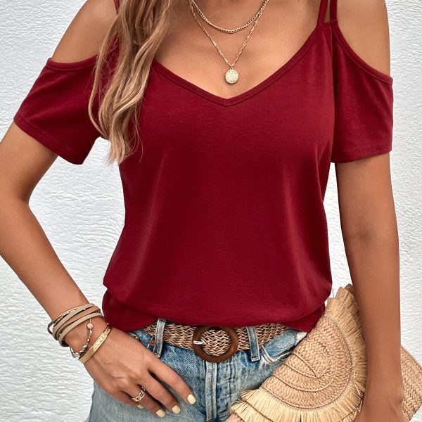 Strap Solid Color Off-the-Shoulder Top