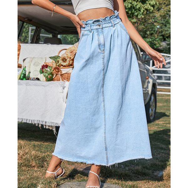 High Waist Slimming A-line Denim Skirt