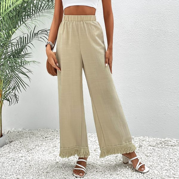 Cotton Linen High Waist Wide Leg Trousers