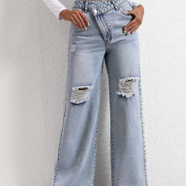 Women's Loose Wide Leg Ripped Jeans