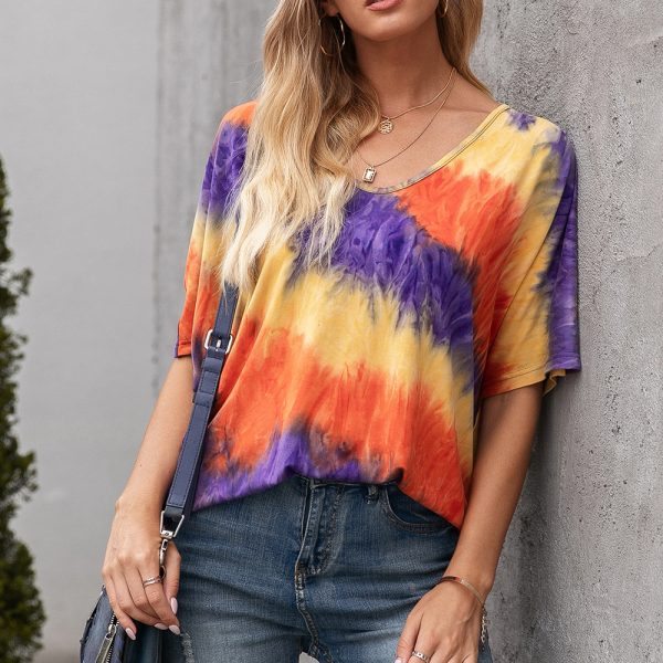 Tie-Dyed Round Neck T-Shirt for Women