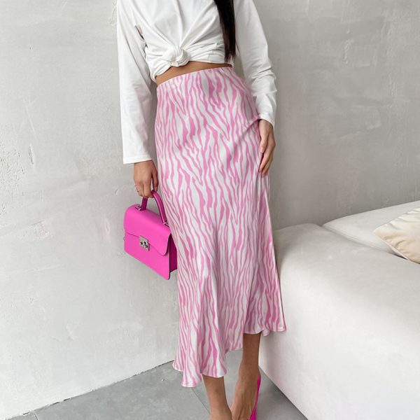 French Design Zebra Pattern High Waist Fishtail Skirt