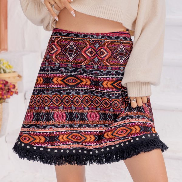 Eclectic Elegance: Slim Tassel Layered Women's Skirt