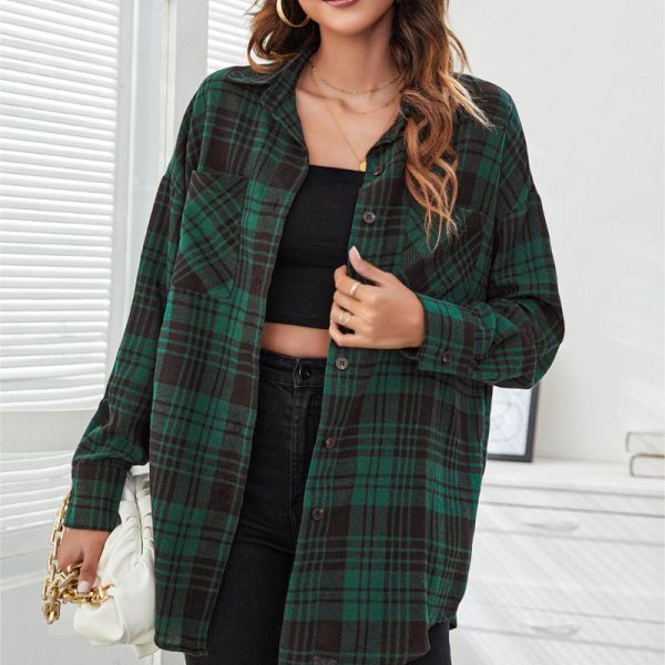 Plaid Printed Loose Shacket