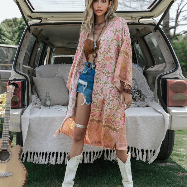 Batch Loose Positioning Printed Shawl Kimono Mid-Length Women