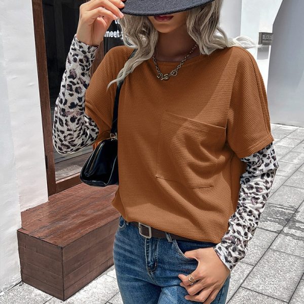 Waffle Stitching Long-Sleeved Casual Loose T-Shirt