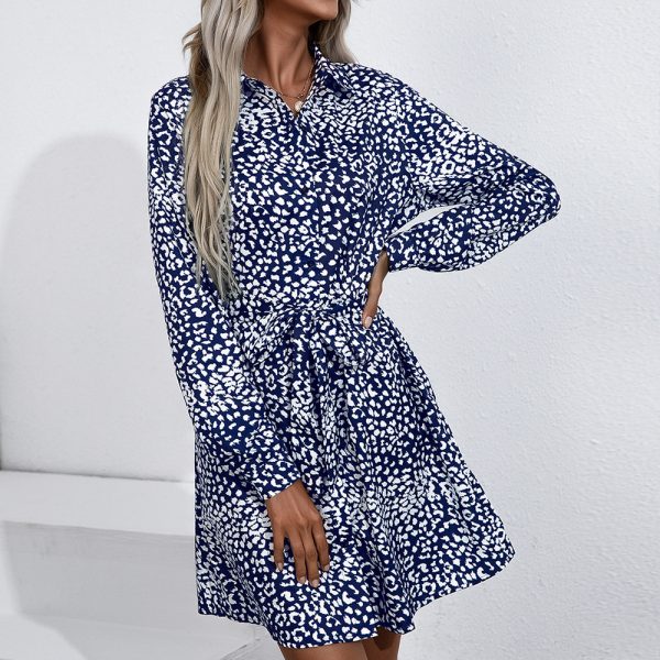 Leopard Print Long Sleeve Shirt Dress for Stylish Women