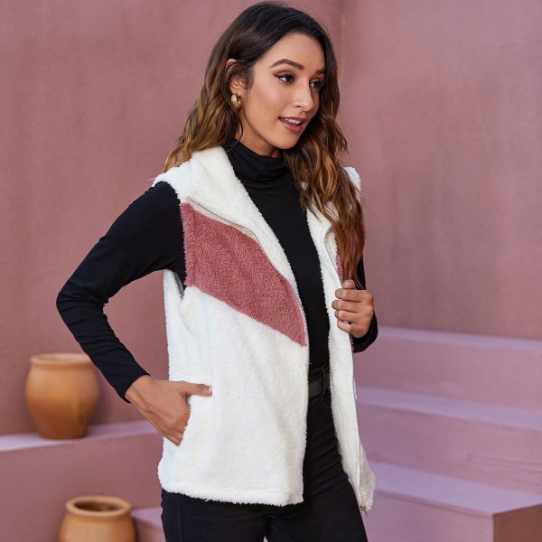 Contrast Color Plush Vest