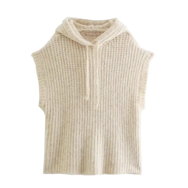 Hooded Knitted Vest - Autumn Sleeveless Fashion