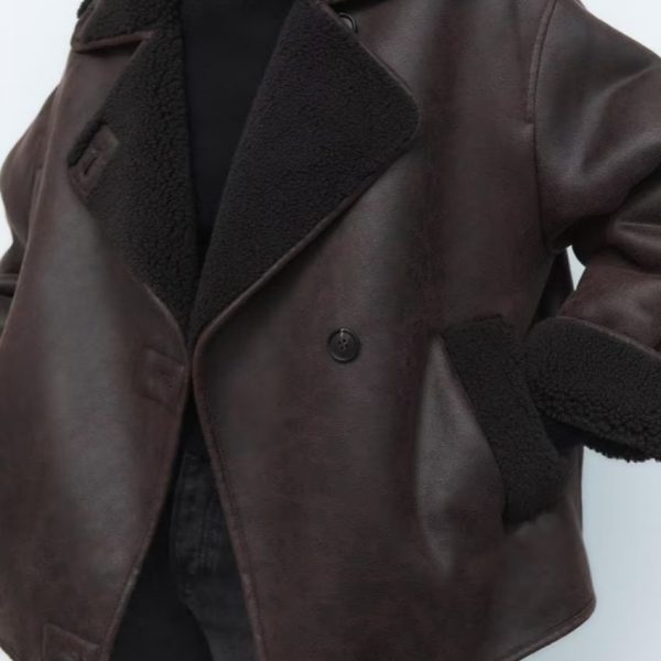 Retro Faux Shearling Jacket - Autumn Elegance