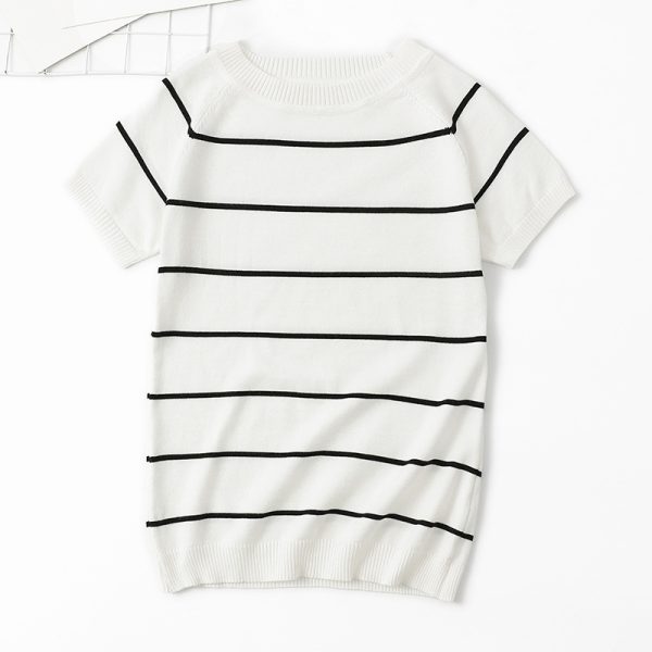 Ice Silk Striped Slim Fit Pullover