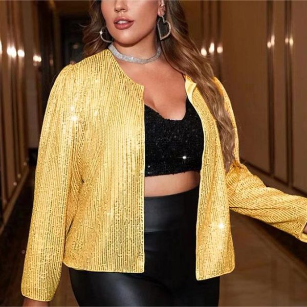 Sequined Plus Size Jacket - Spring