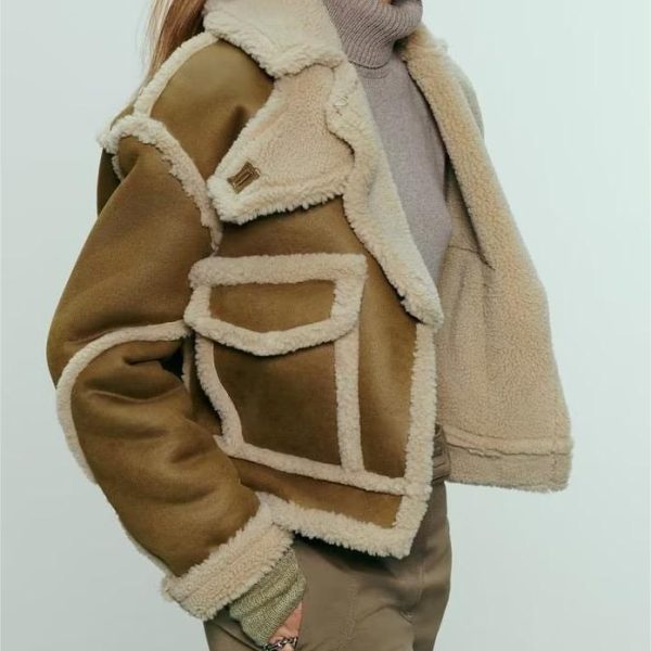 Artificial Blend Shearling Jacket - Winter Warmth