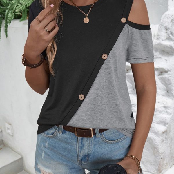 Contrast Color Loose Tee - Summer Chic