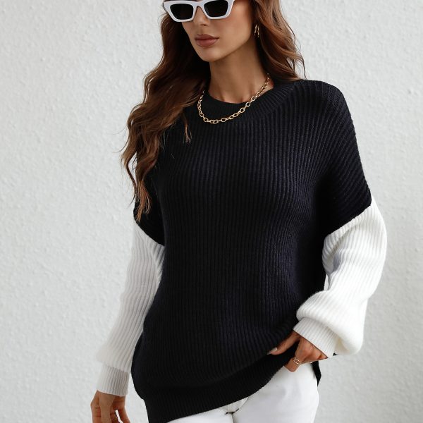 Round Neck Striped Plus Size Sweater