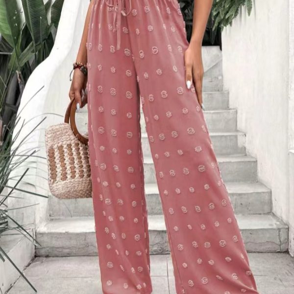 Smocking High Waist Wide Leg Pants