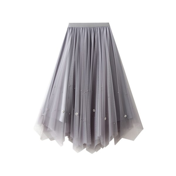 High Waist, Slim Fit, Irregular Pleats - Mid-Length A-Line