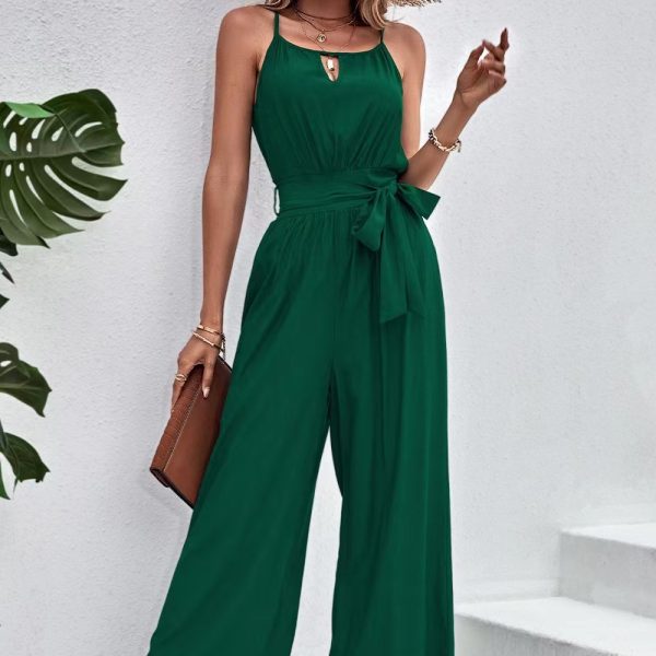 Retro Lace-Up Jumpsuit - Summer Chic