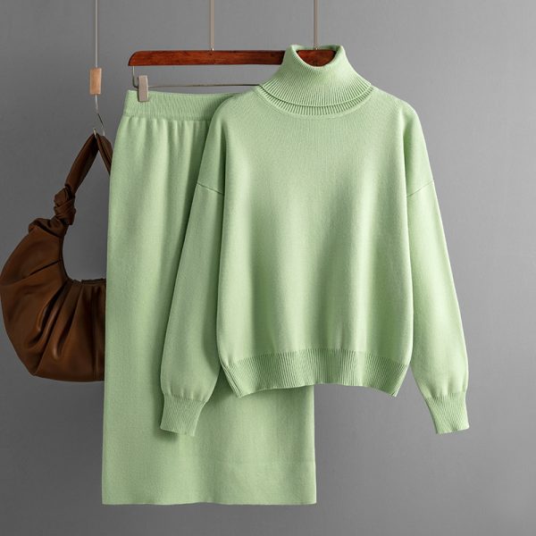 Solid Turtleneck Sweater Set