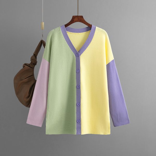 olor Stitching Knit Cardigan