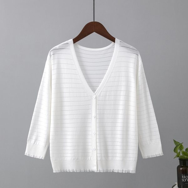 Ice Silk Striped Cardigan