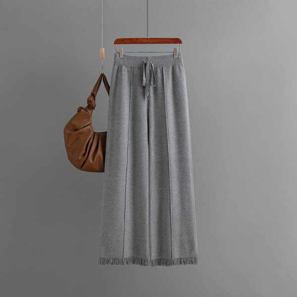 Tassel Knitted Wide-Leg Pants