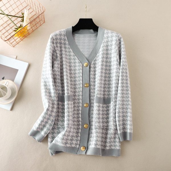 V-neck Knit Cardigan Plus Size