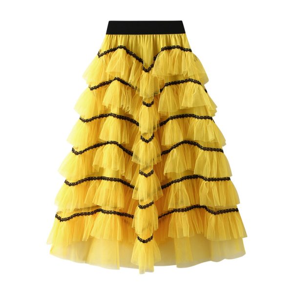 Gauze Mesh Tiered Dance Skirt - Puffy, Long, Elegant Design